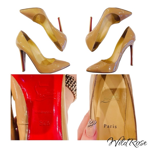 CHRISTIAN LOUBOUTIN NUDE PATENT LEATHER SO KATE POINTY TOE PUMPS SZ 36.5 - Picture 17 of 17